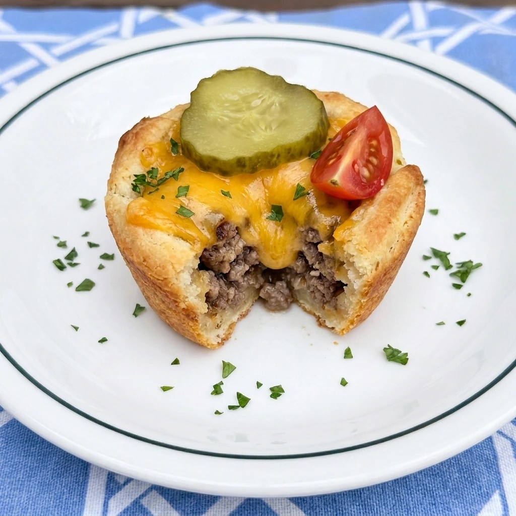 Mini Cheeseburger Cups with beef and melted cheddar