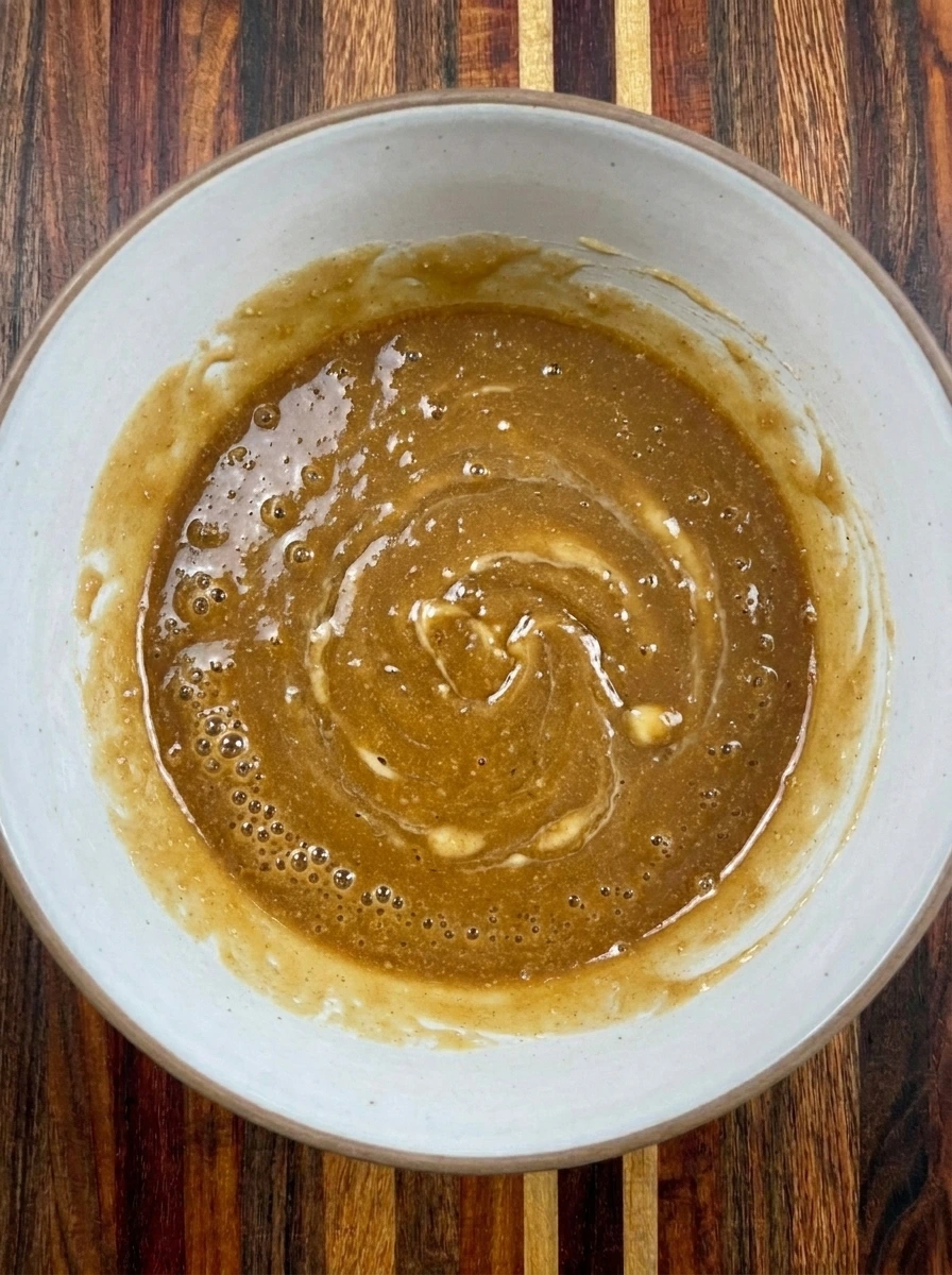 Glossy egg and brown sugar mixture for Patty Pan Squash Bread