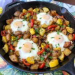 Patty Pan Squash Breakfast Hash with potatoes and eggs