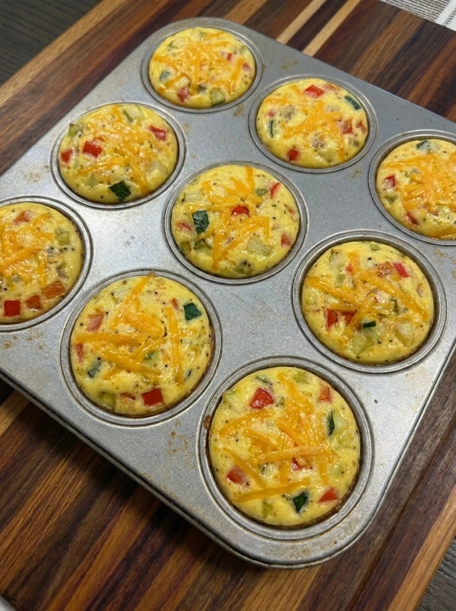 Baked Patty Pan Squash Egg Muffins with golden tops