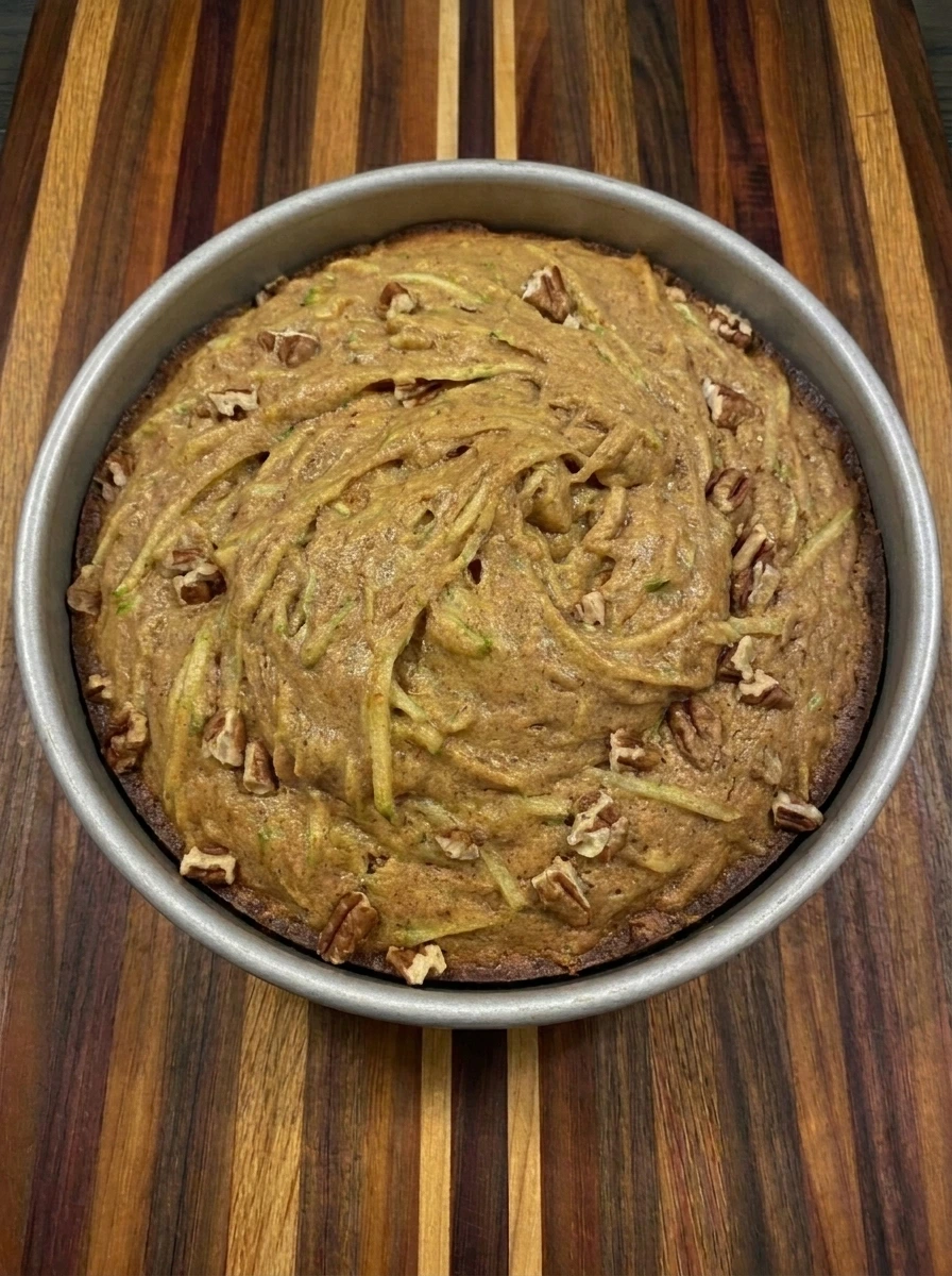 Baked Patty Pan Squash Spice Cake with a golden cracked top