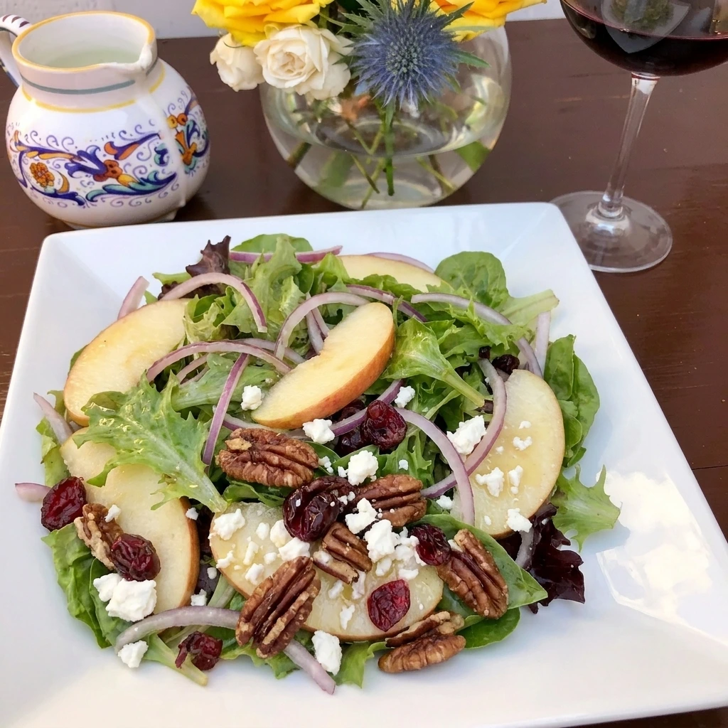 Single serving of Pecan Apple Salad on a white plate