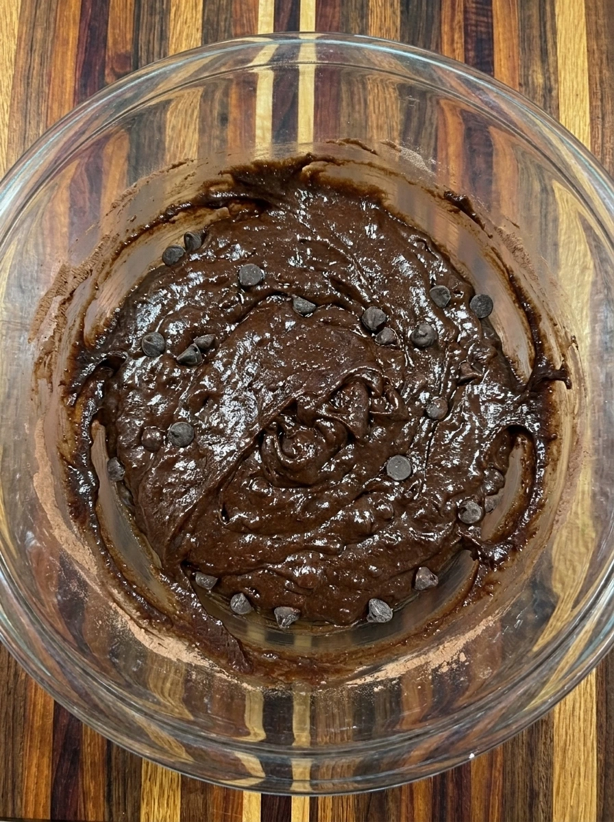 Thick chocolate batter for Pumpkin Cheesecake Brownies