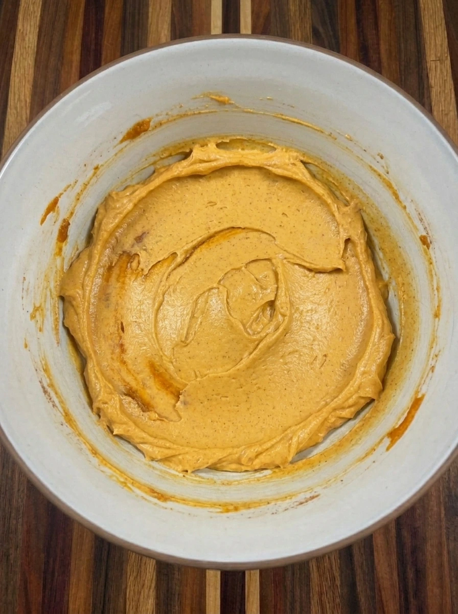 Pumpkin and spices blended into cheesecake dip base