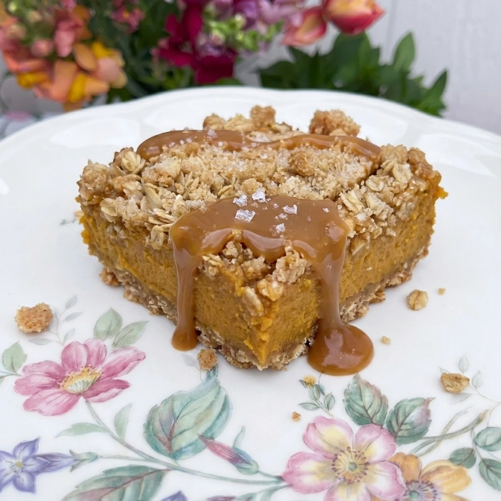 Single Salted Caramel Pumpkin Bar served on a plate