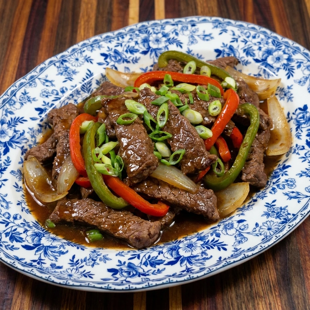 Single serving of Slow Cooker Pepper Steak