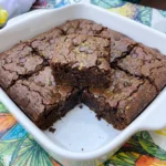 Fudgy Zucchini Brownies with melted chocolate chips and moist centers