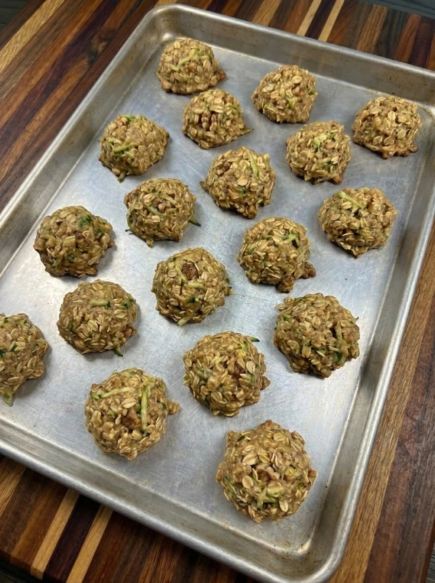 Baked Zucchini Oatmeal Cookies with golden edges