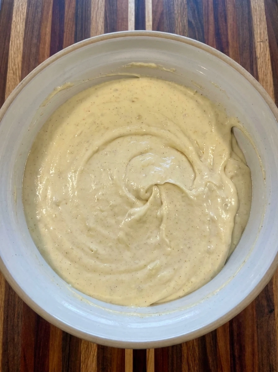 Creamy banana cheesecake filling mixed until smooth