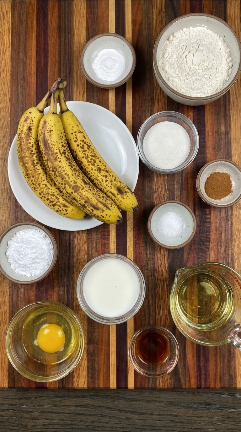 Ingredients measured for homemade Banana Fritters