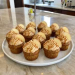 Caramel Apple Cupcakes with cream cheese frosting and caramel drizzle