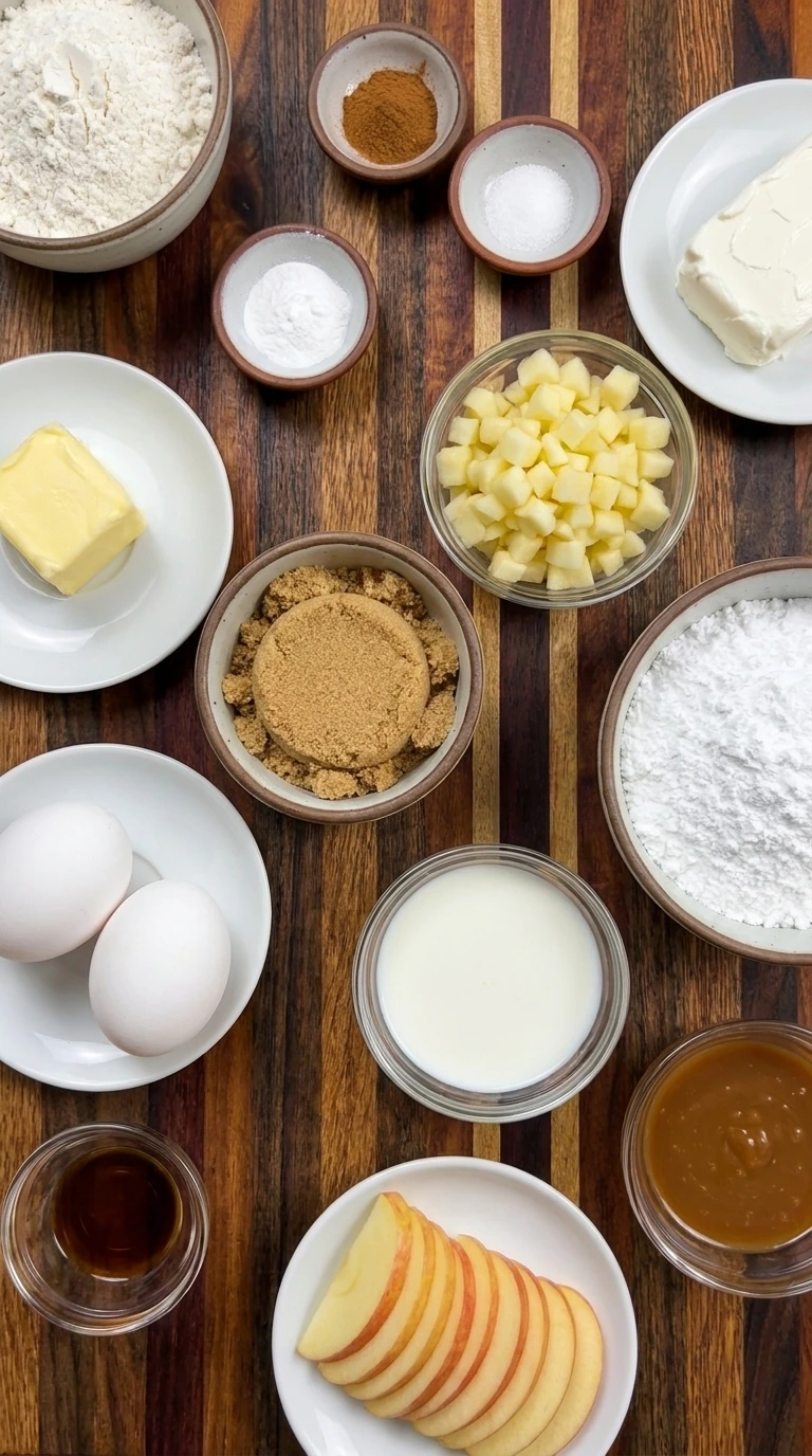 Ingredients for homemade Caramel Apple Cupcakes