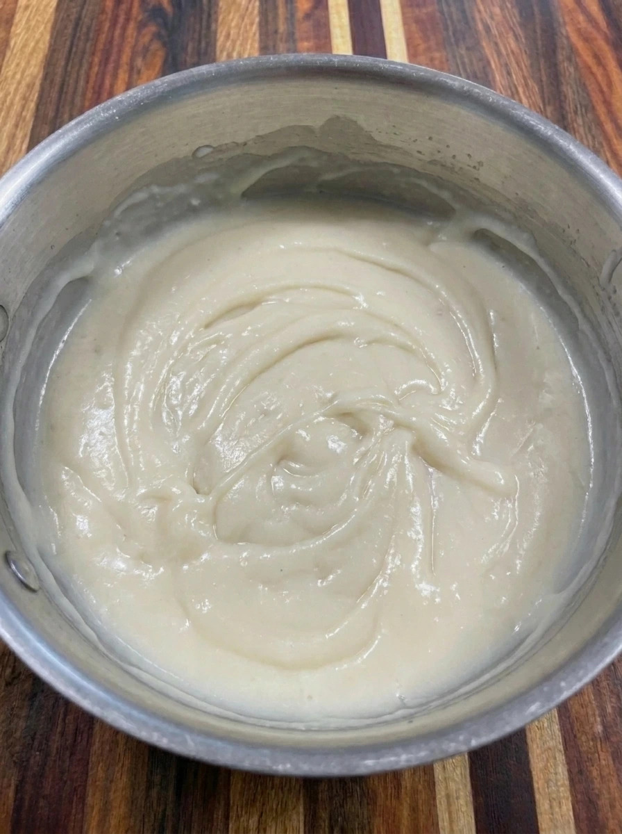 Creamy milk and flour thickening base for Cheeseburger Soup
