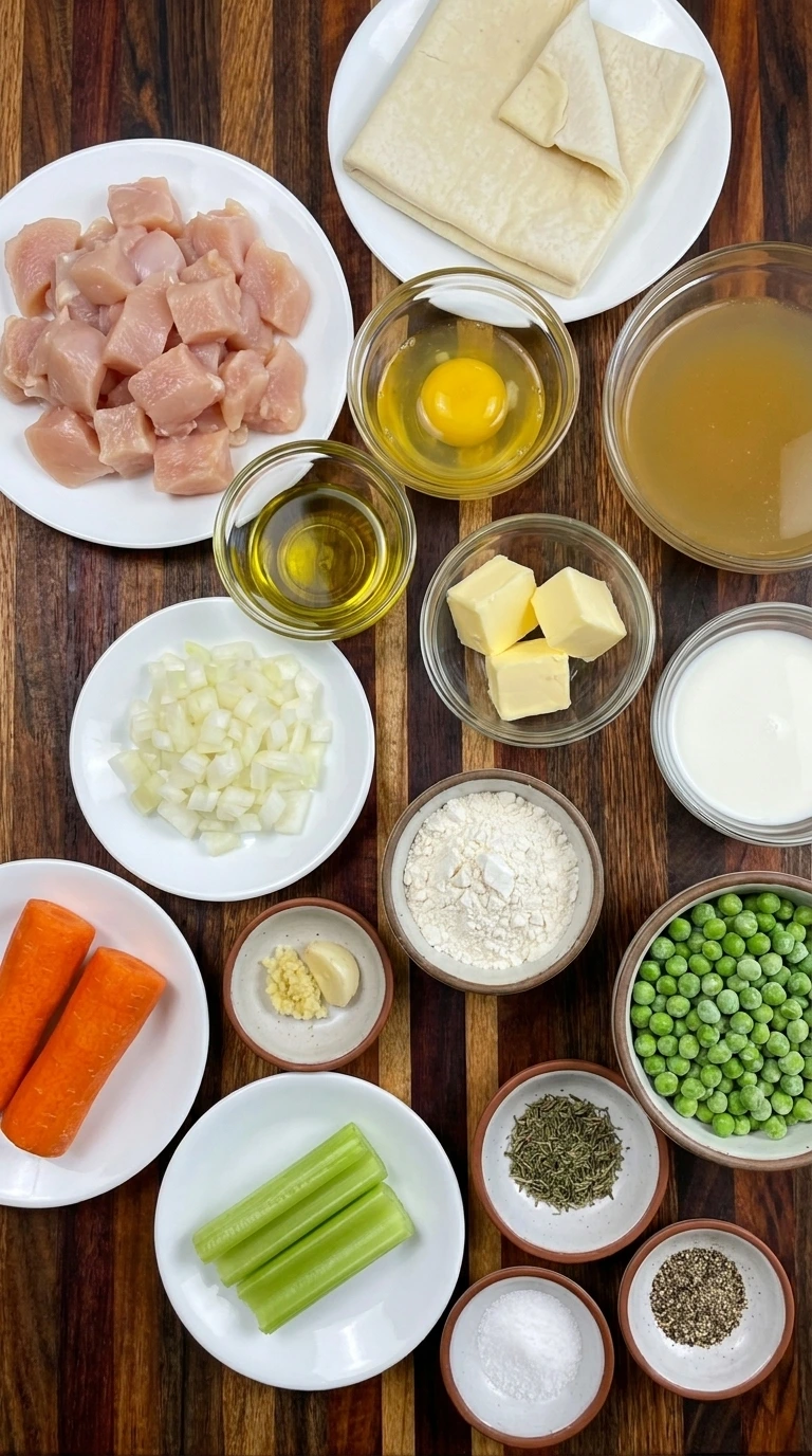 Ingredients for Halloween Pot Pie in separate small containers