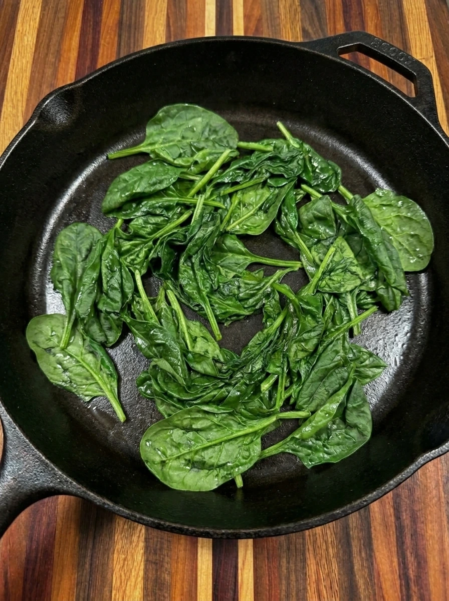 Wilted spinach for Halloween Spinach Dip