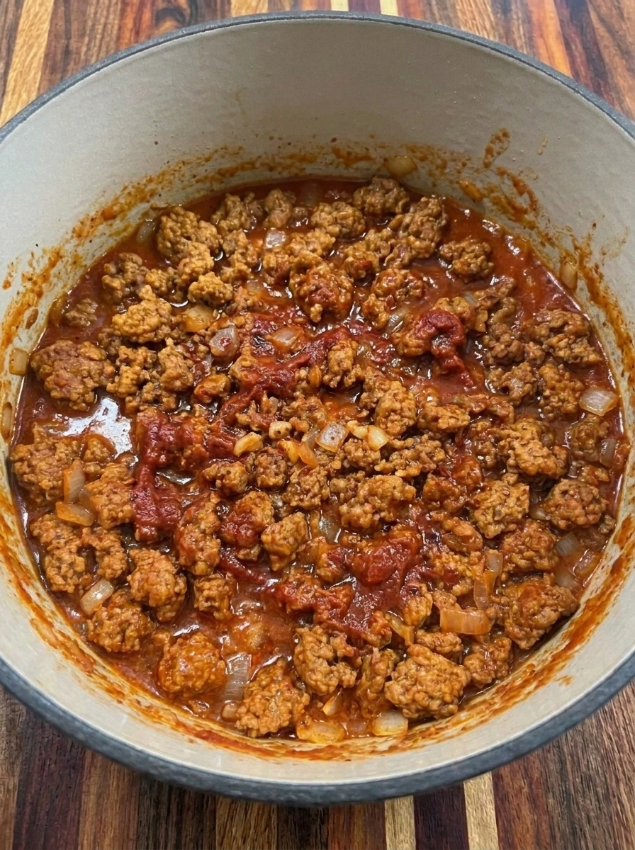 Stir in the tomato base for Lasagna Soup