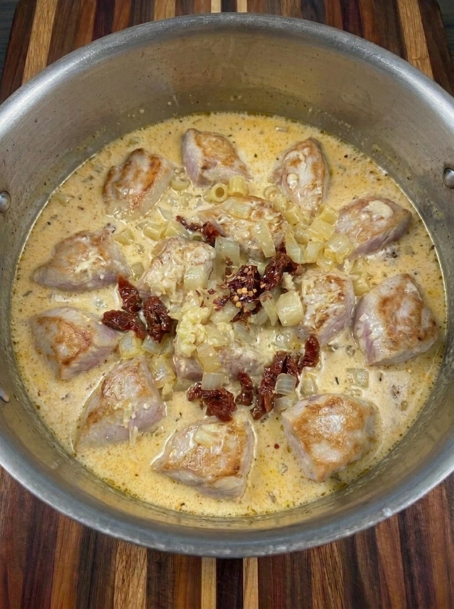Cream and Parmesan melted into Marry Me Chicken Soup