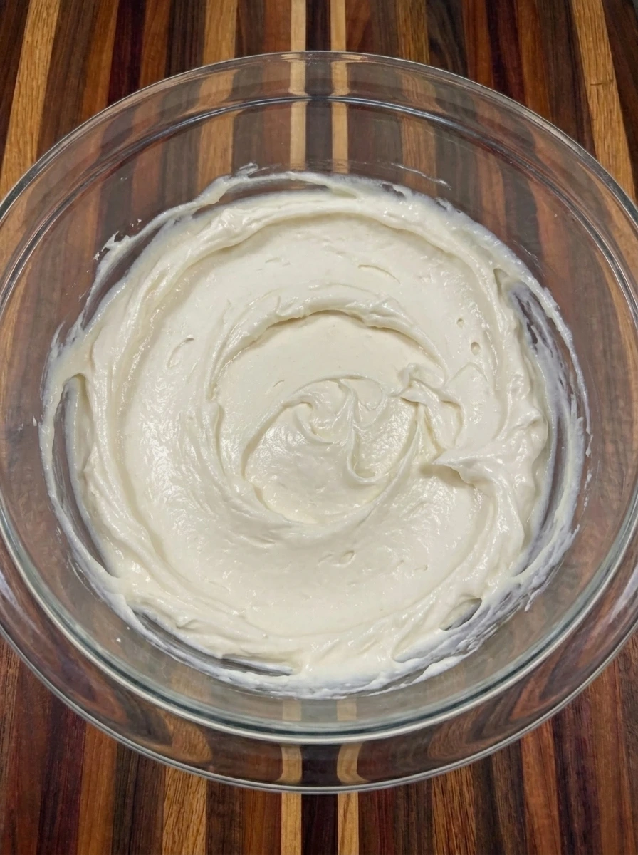 Creamy filling mixed for No Bake Cheesecake Sushi Rolls