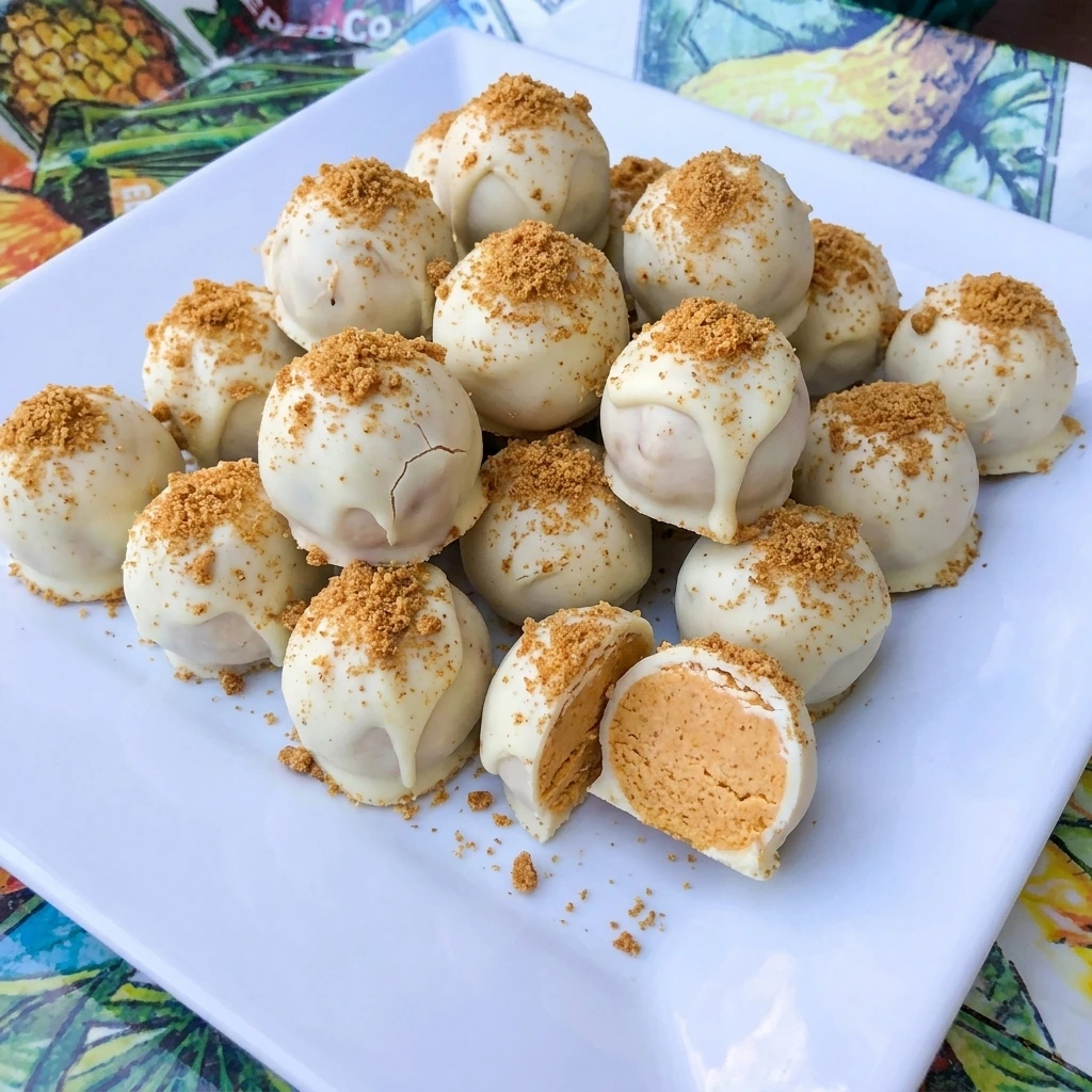 No Bake Pumpkin Cheesecake Balls with white chocolate shells and creamy pumpkin centers