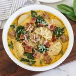 Creamy Zuppa Toscana with Italian sausage and potatoes and kale