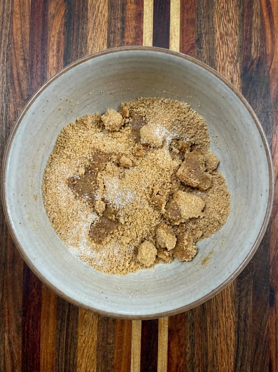 Moistened graham crust mixture for Apple Crisp Mini Cheesecakes