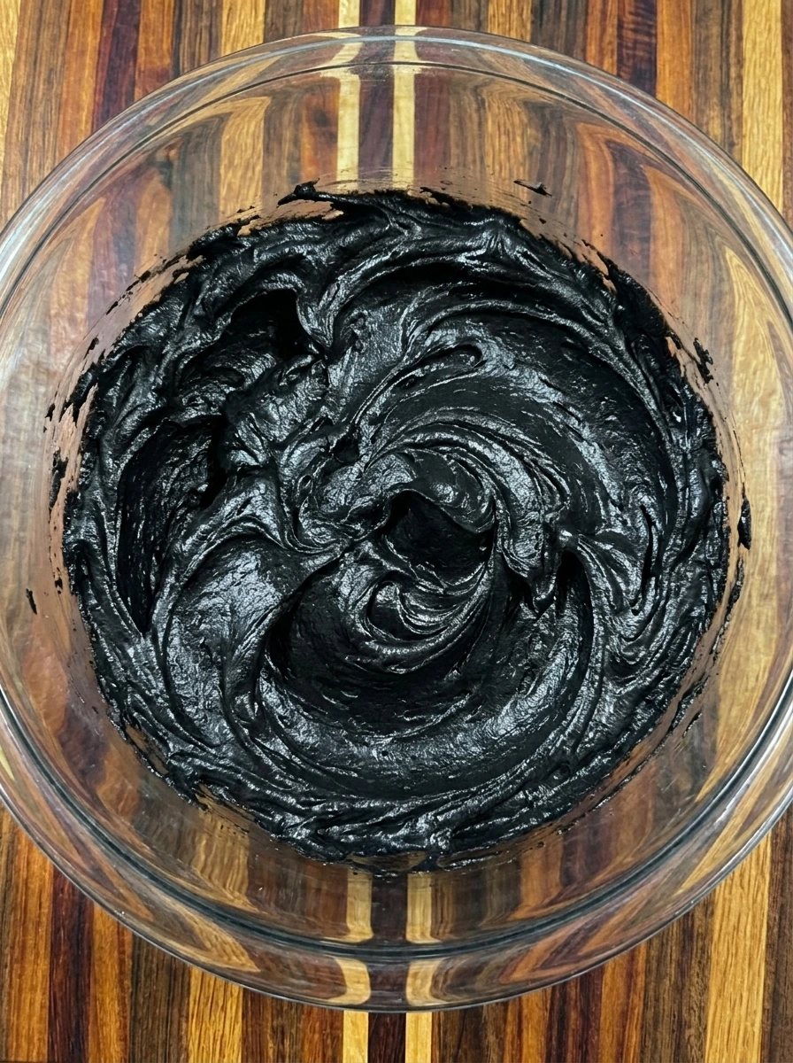 Fluffy black cocoa frosting for Black Velvet Cake