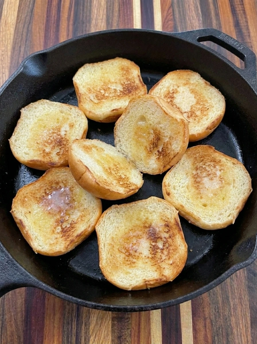 Four brioche buns toasted for Honey Pepper Pimento Sandwich