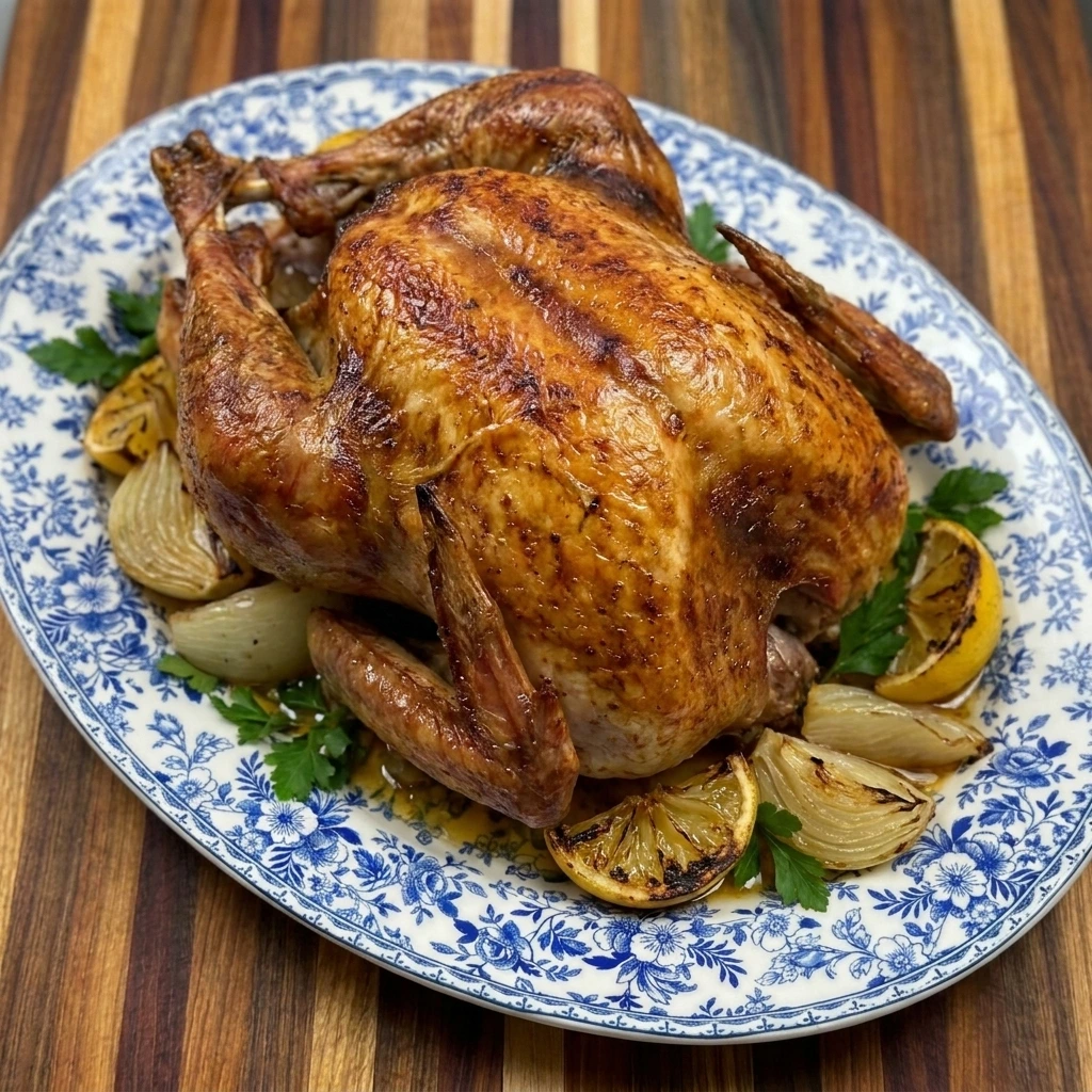 Golden Roast Turkey with herb butter for a holiday dinner