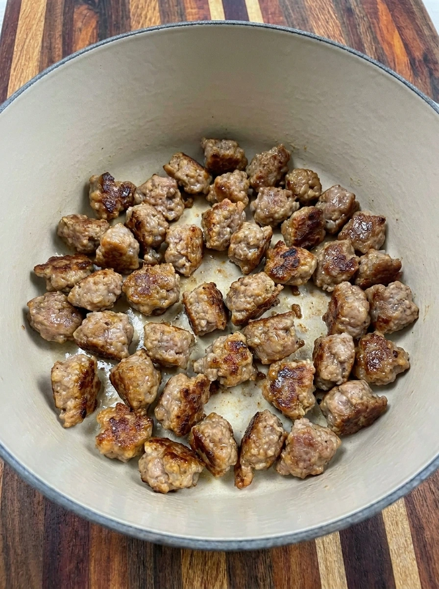 Italian sausage browned for Sausage Potato Soup