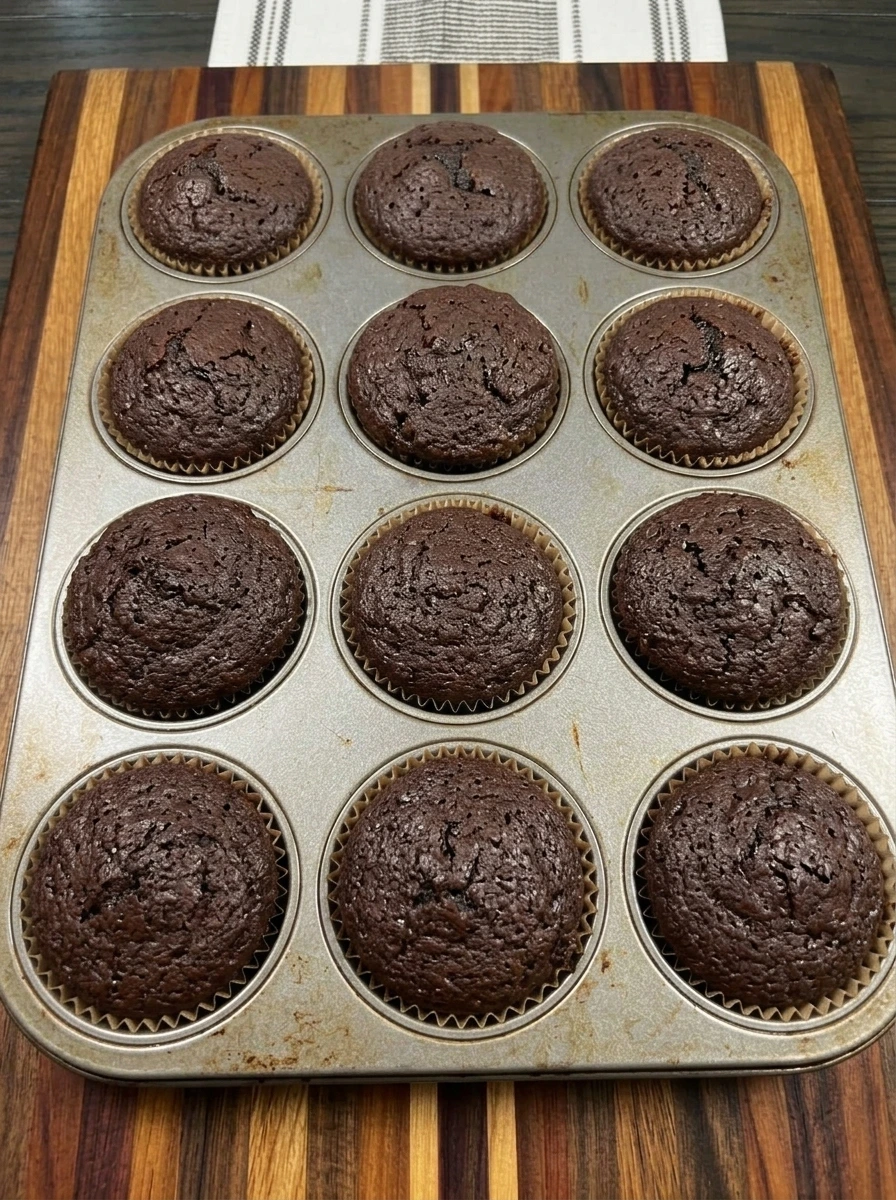 Twelve freshly baked Sleeping Draught Cupcakes