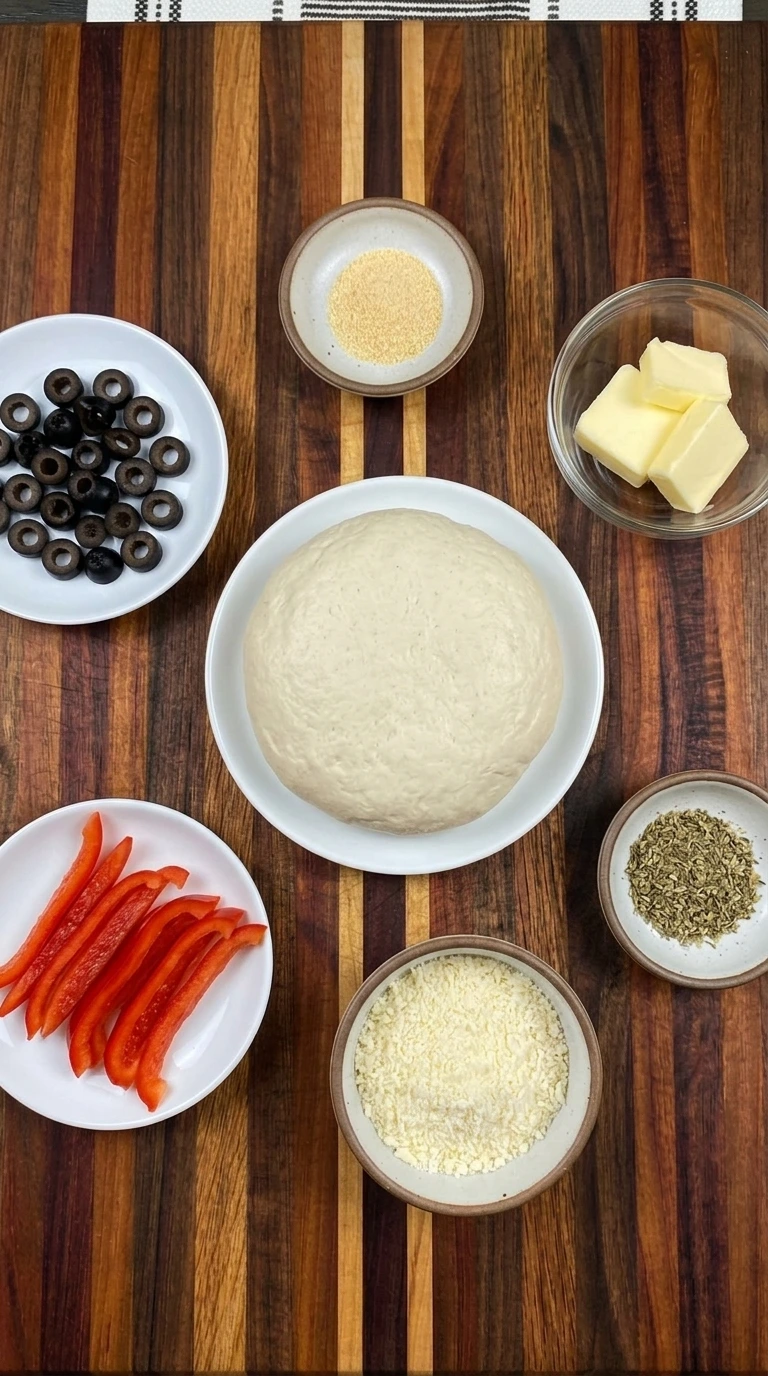 Ingredients for Snake Breadsticks arranged in separate small containers
