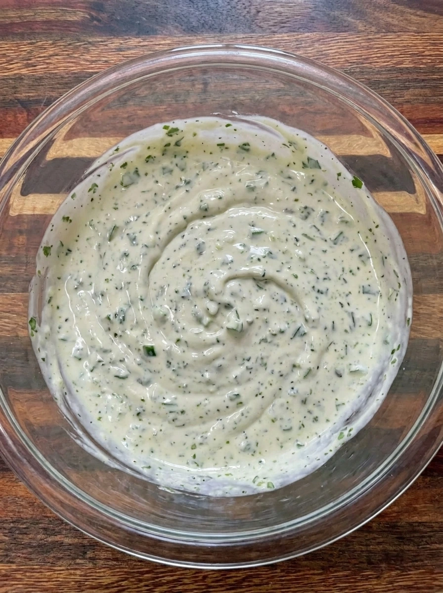 Creamy green venom sauce for Snakewich with Venom Sauce