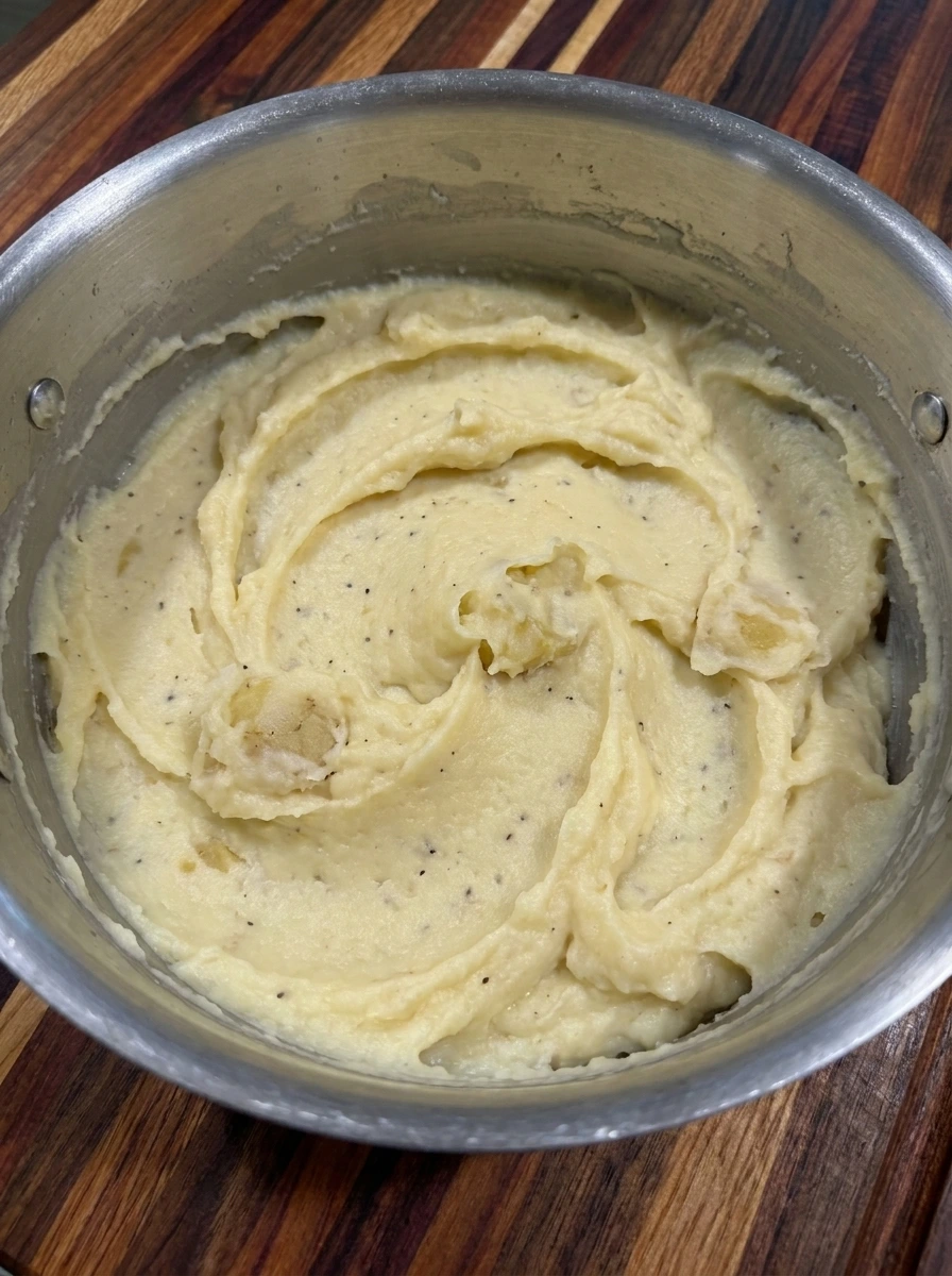 Creamy potatoes mashed with milk and sour cream