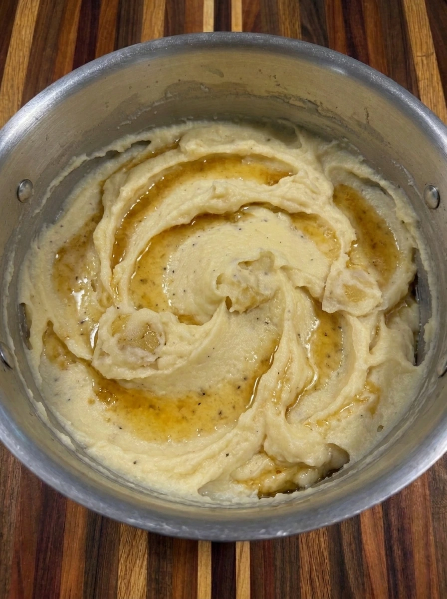 Brown butter and garlic folded into creamy mashed potatoes