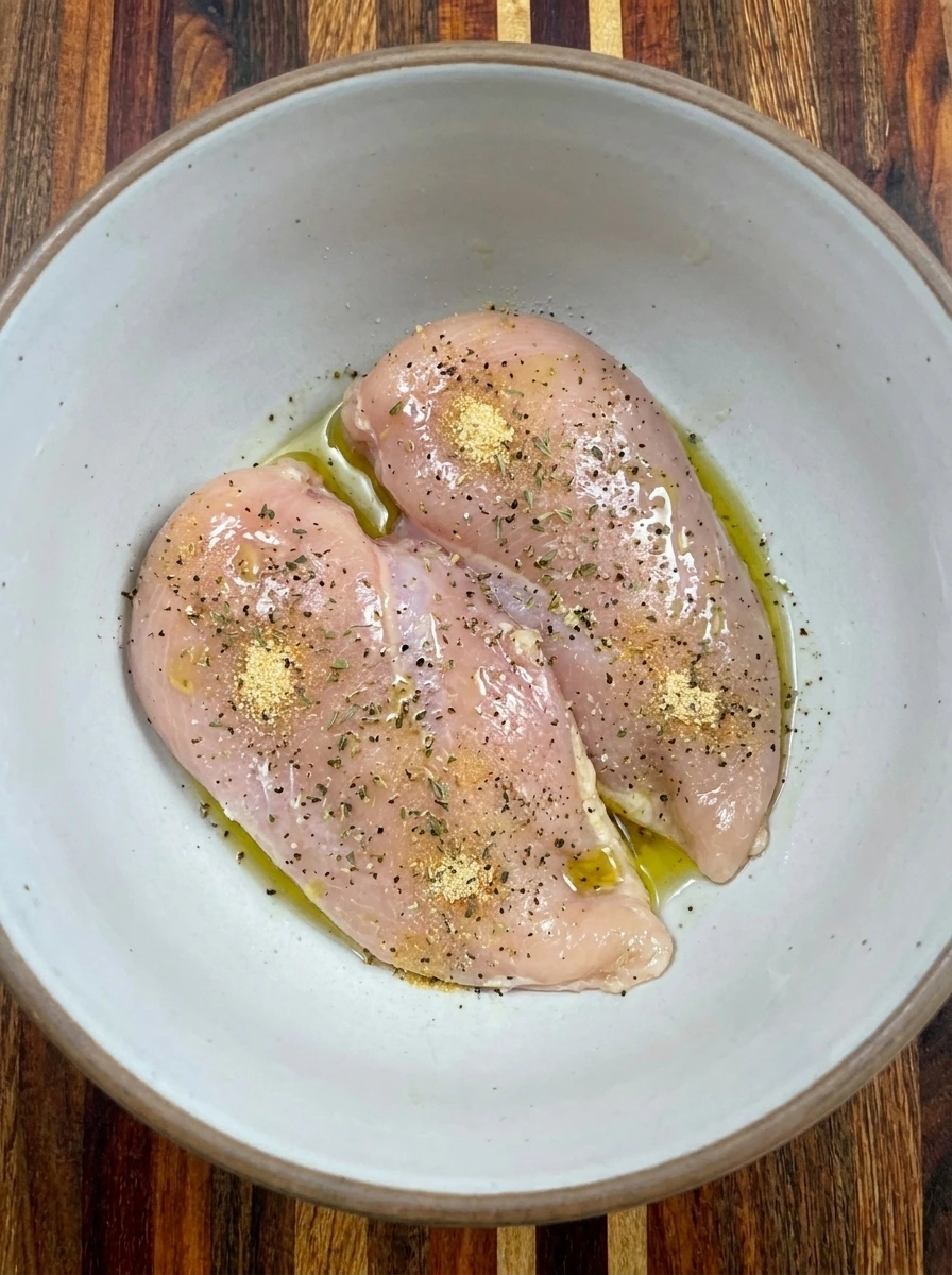Two seasoned chicken breasts for Chicken Caesar Garlic Bread Subs