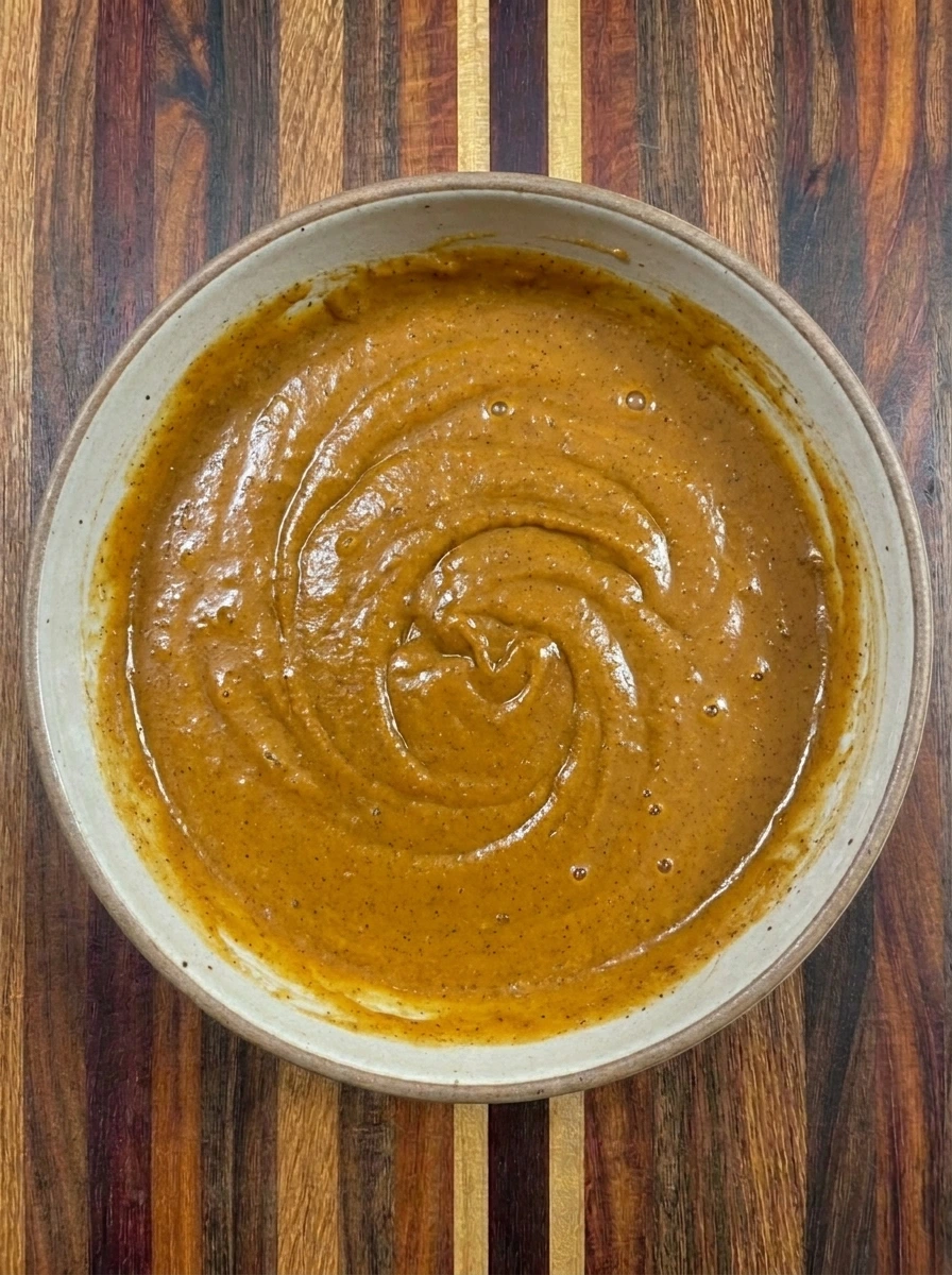 Pumpkin custard filling mixed for Dark Chocolate Pumpkin Tart