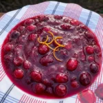 Homemade Cranberry Sauce with burst cranberries and orange zest