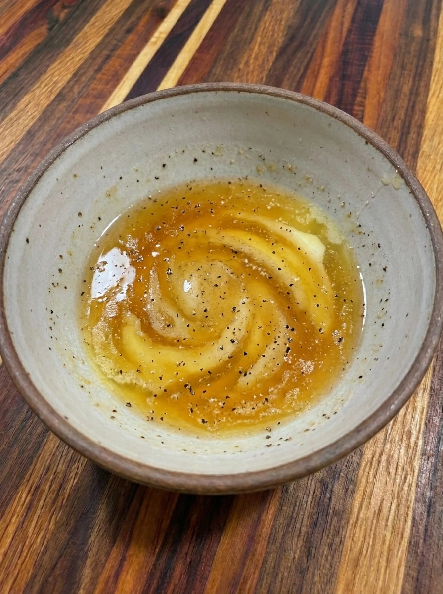 Golden honey butter glaze mixed with lemon juice garlic powder salt and black pepper